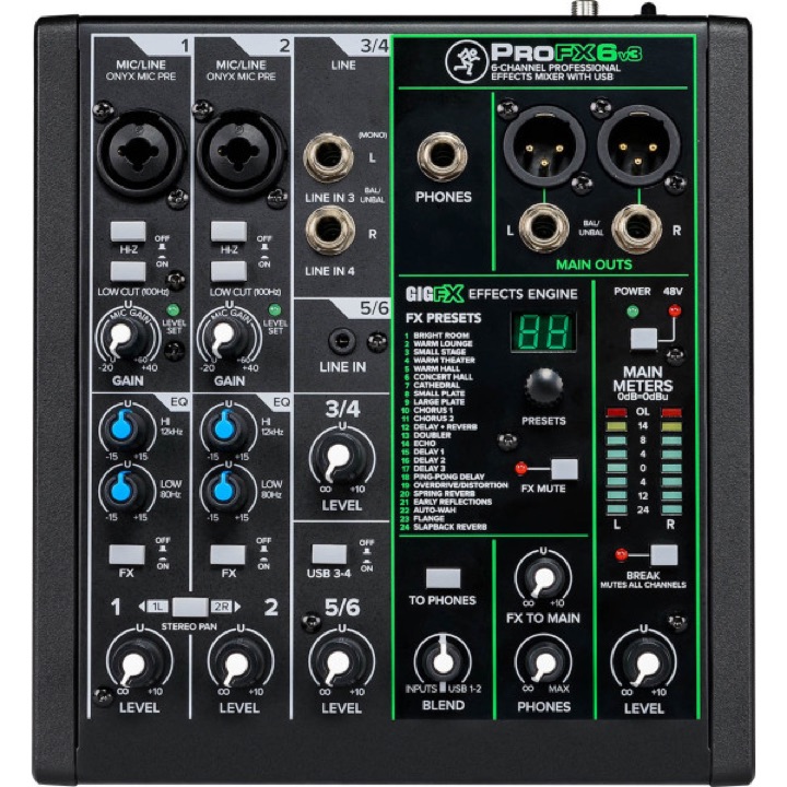 Mackie ProFX6v3, 6 Channel Professional Effects Mixer with USB